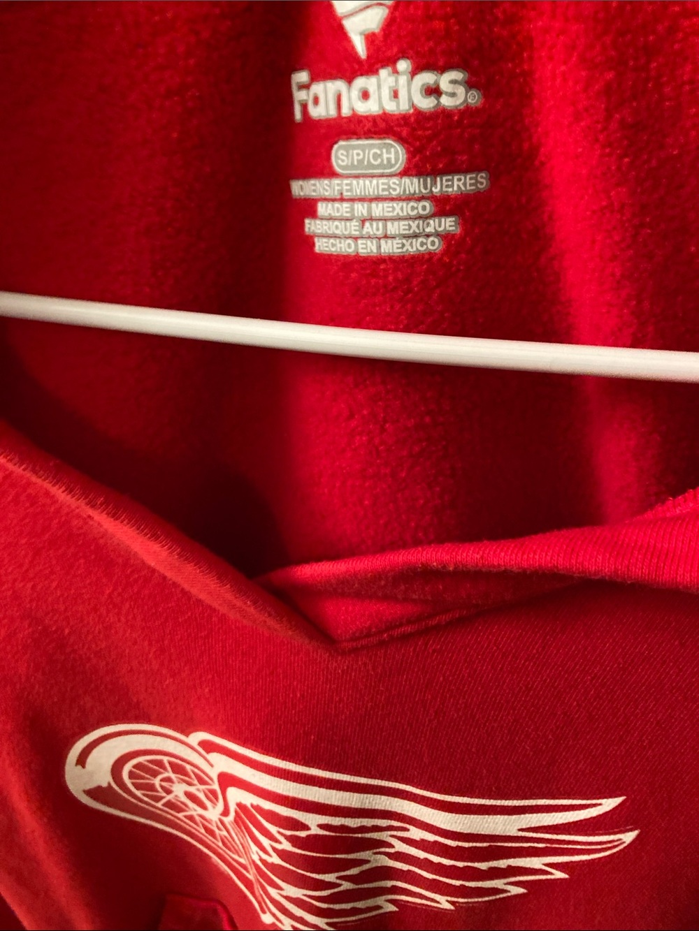 Fanatics Red Men's Pullover Hoodie with White Wing Logo